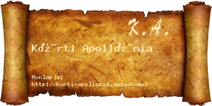 Kürti Apollónia névjegykártya